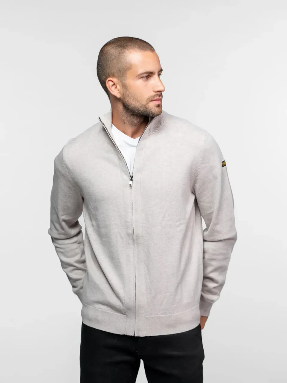 Daytona Arnold cardigan zippé homme beige coton cachemire