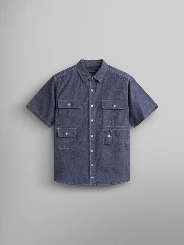 Alpha Industries Multi Pocket chemise courte bleu chambray
