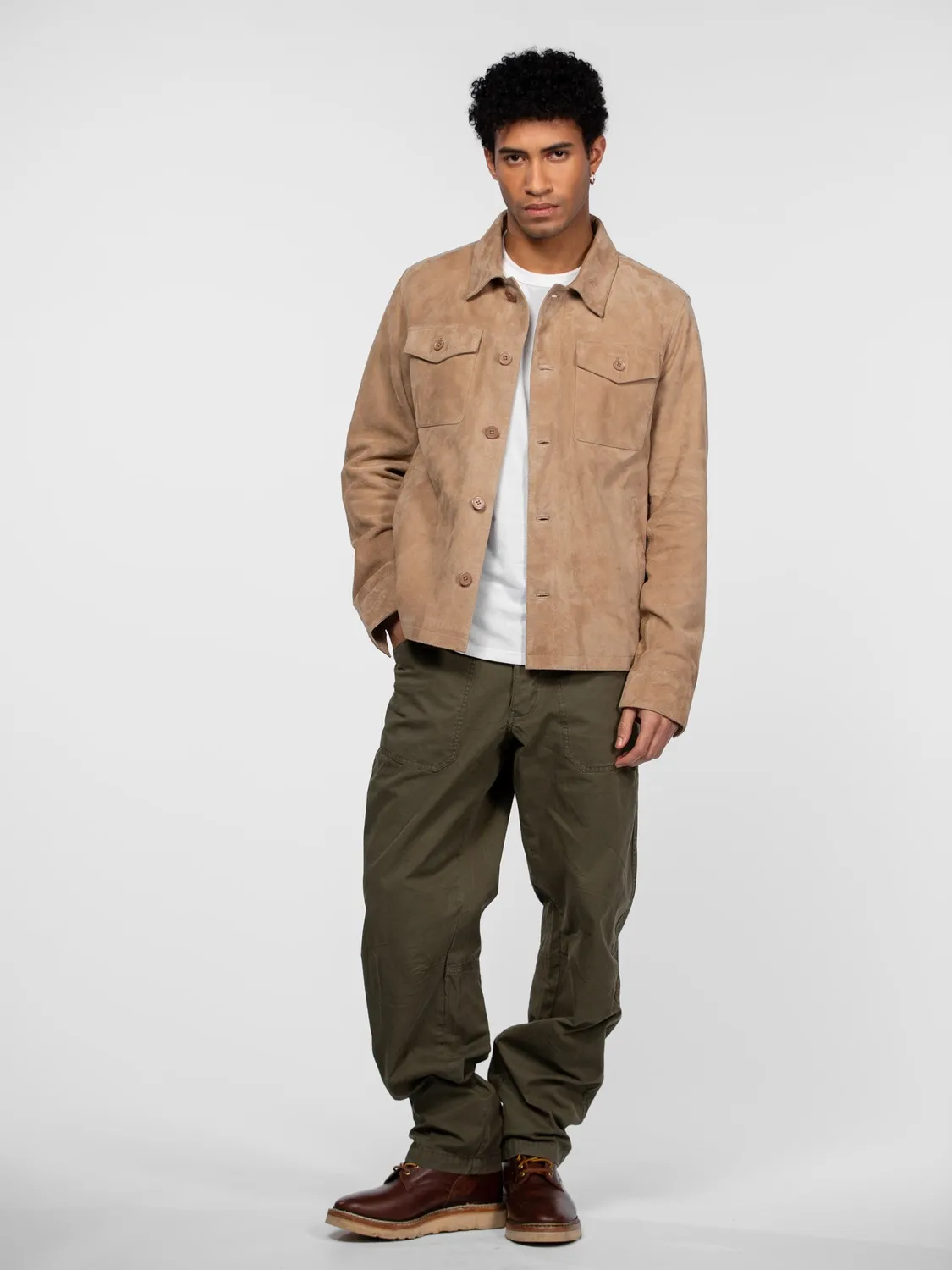 Daytona Houston veste cuir chèvre beige suédé trucker