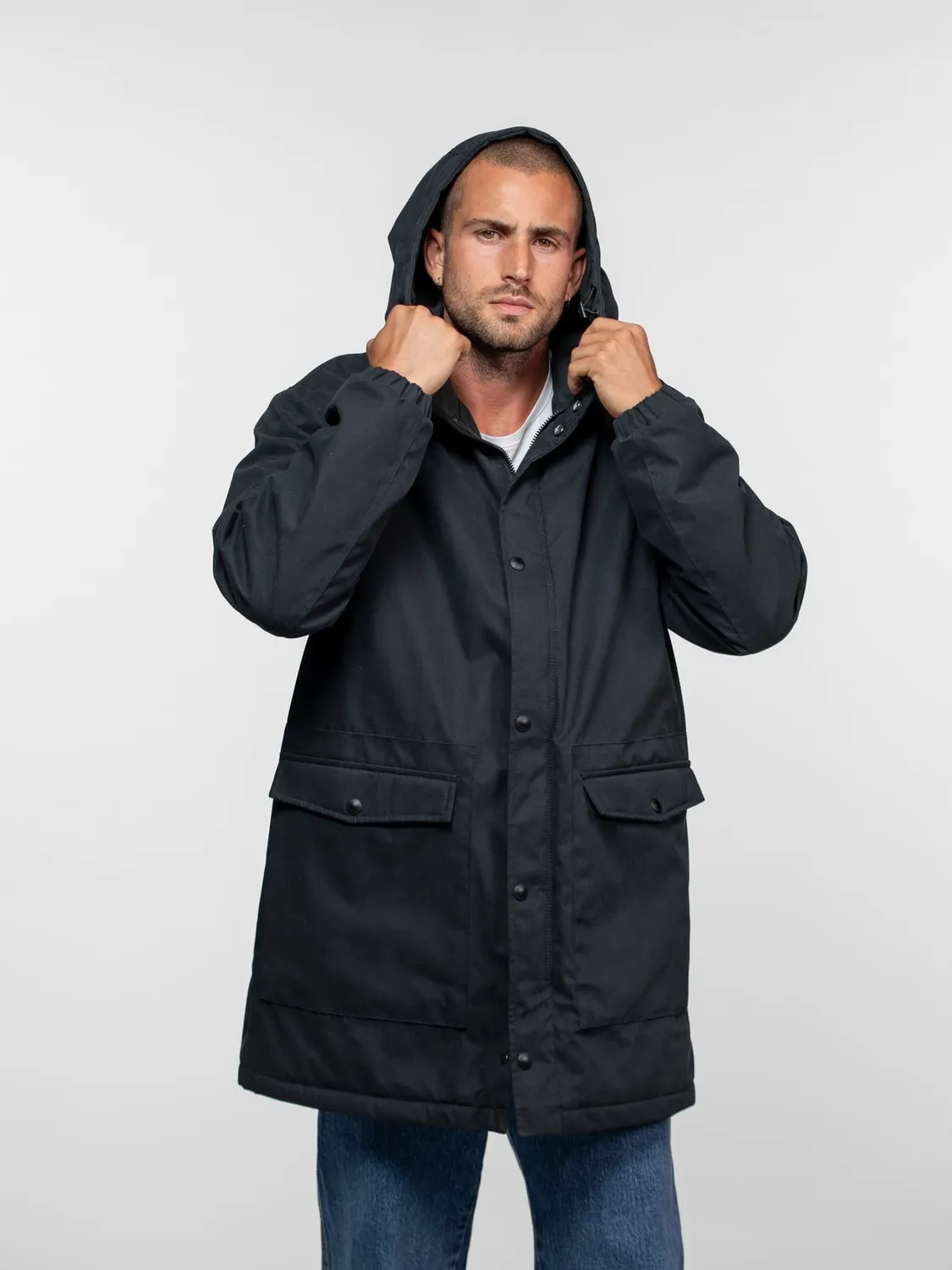 Daytona Lopez parka longue homme Navy doublure sherpa