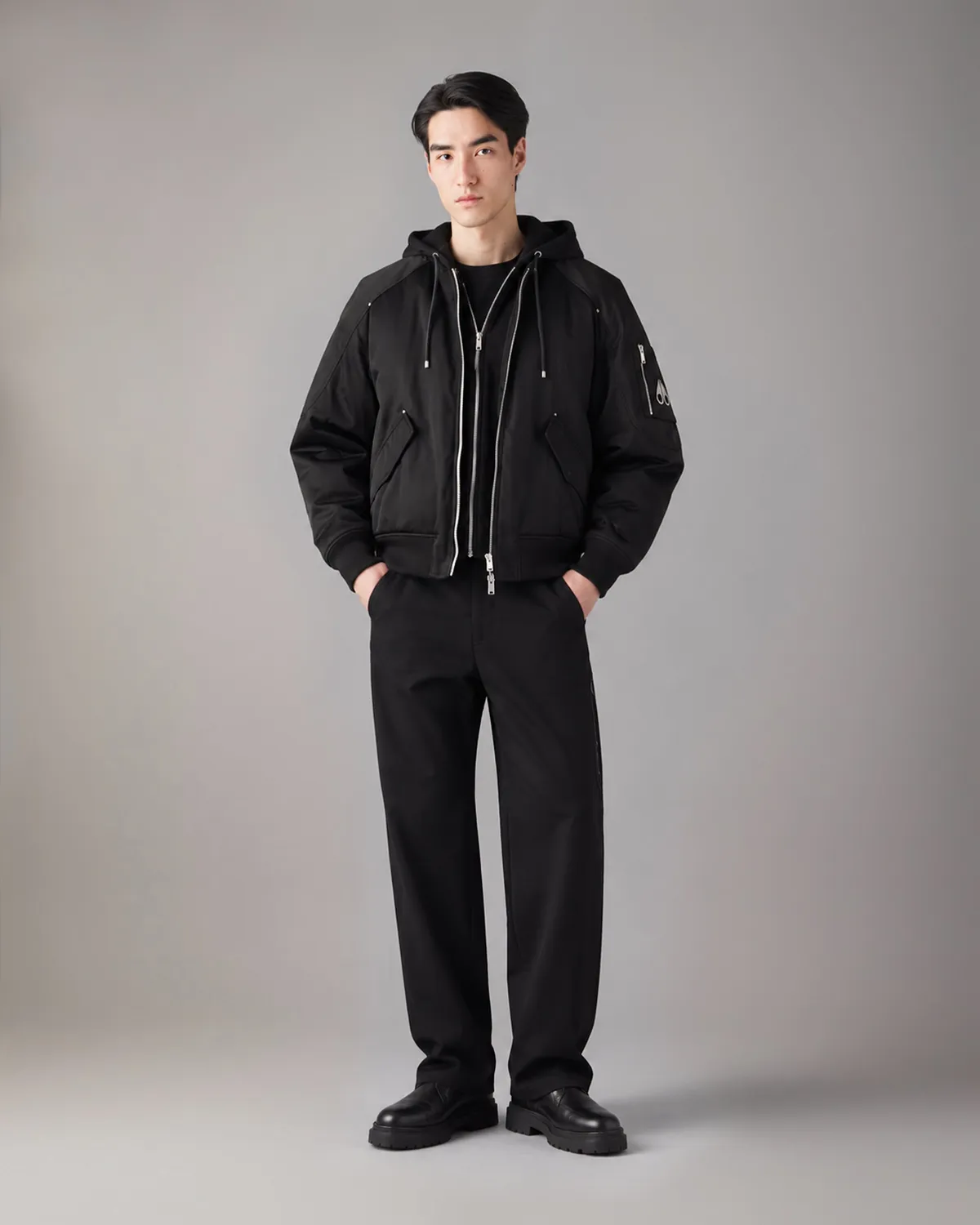 Moose Knuckles Georgie bomber satin noir brillant