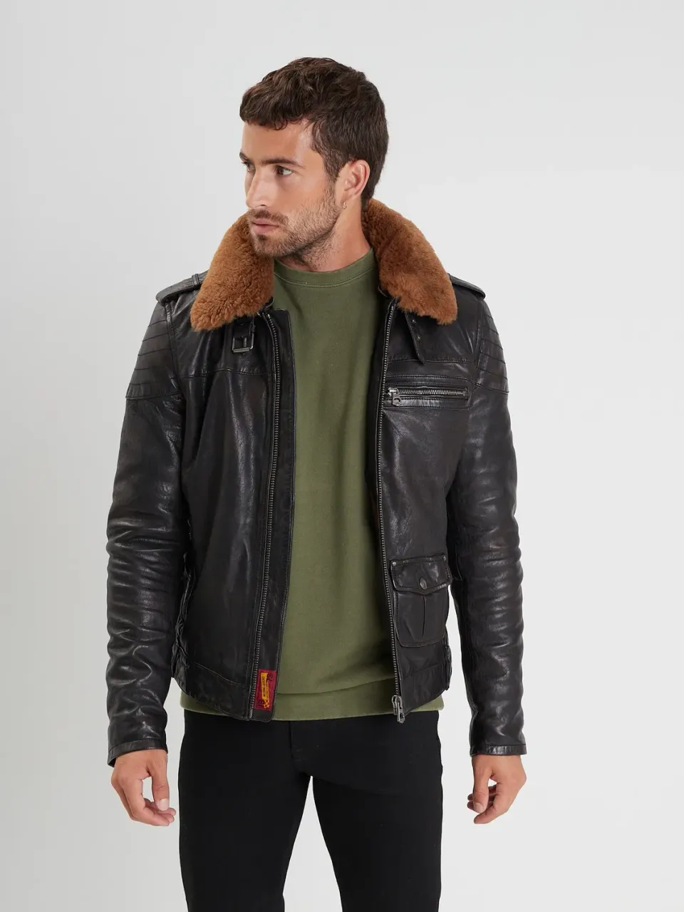 Daytona Pirate blouson aviateur cuir noir agneau