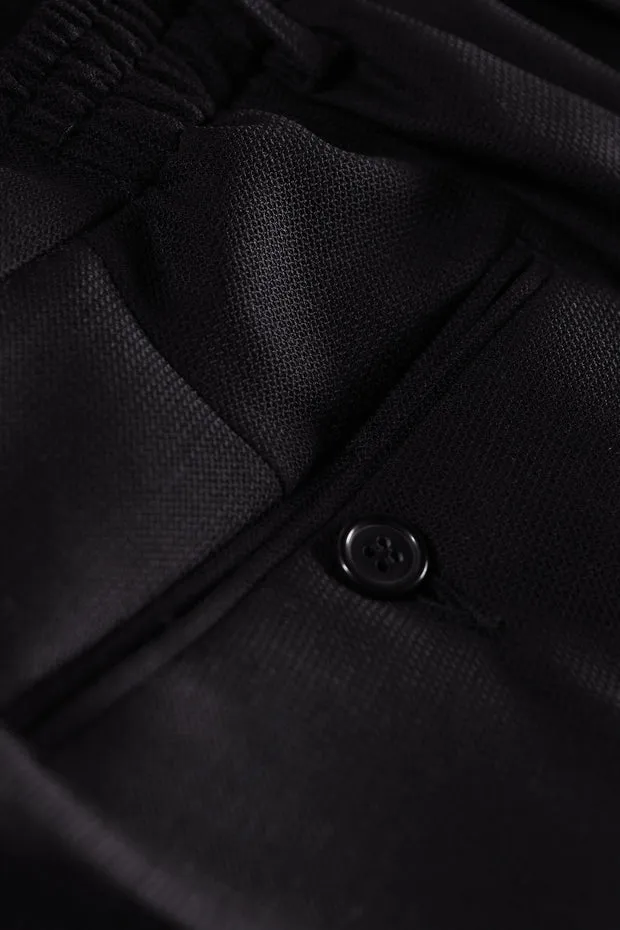 Hollington pantalon taille élastiquée crêpe laine noir