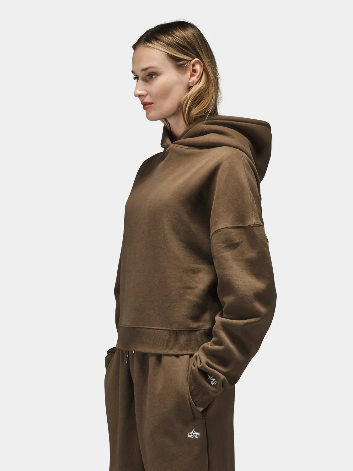 Alpha Industries Essential hoodie cropped espresso femme