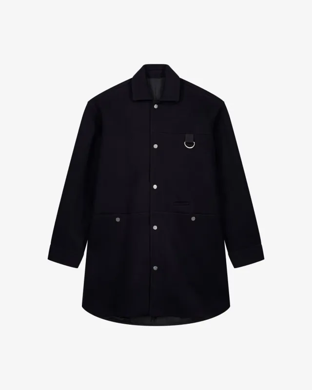 Lebrun Manteau Laine 900g Bleu Homme Surchemise Bleu