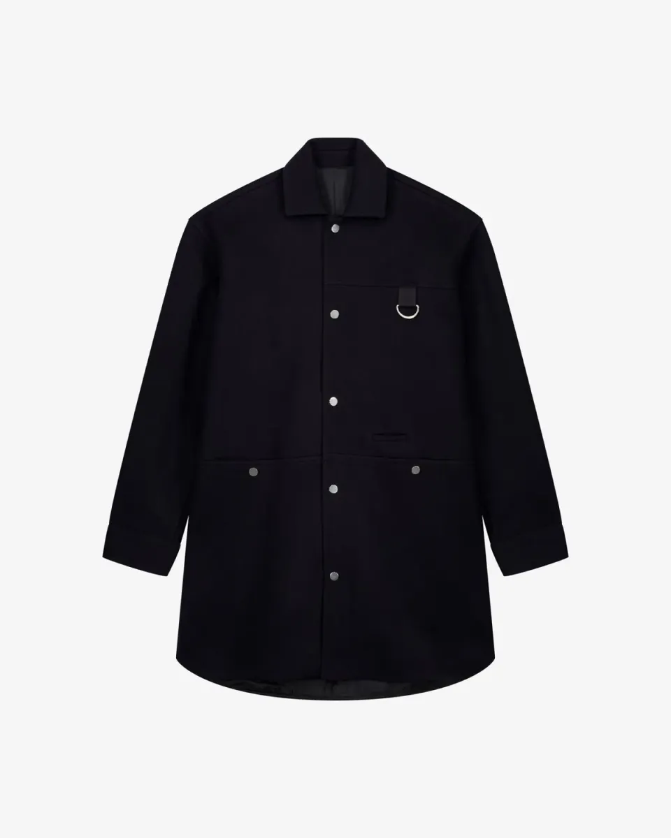 Lebrun Manteau Laine 900g Bleu Homme Surchemise Bleu
