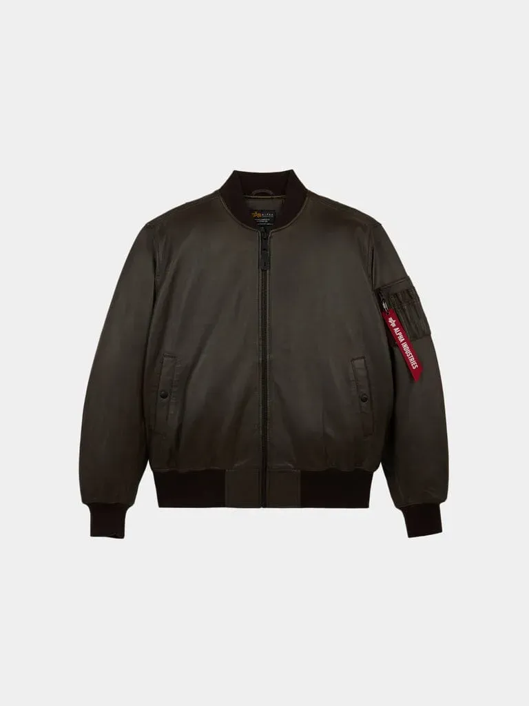 Alpha Industries MA-1 blouson cuir véritable Hickory
