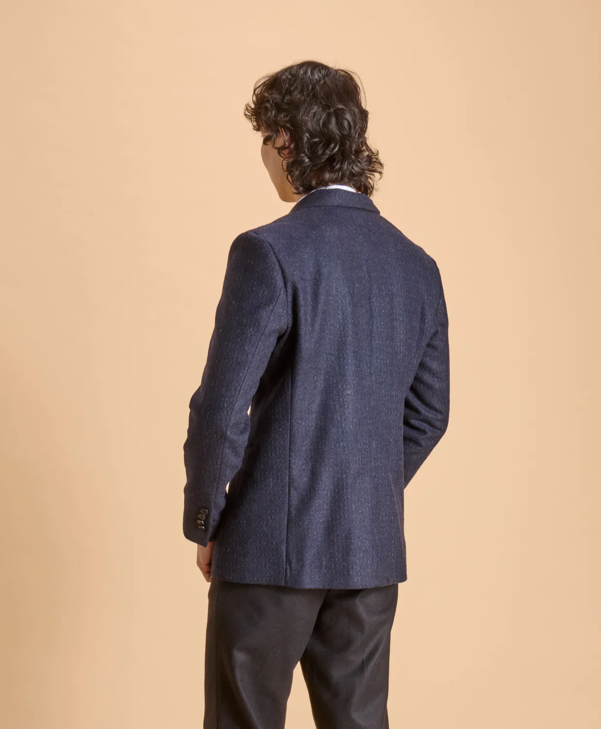SOUBACQ Mondrian blazer laine bleu profond