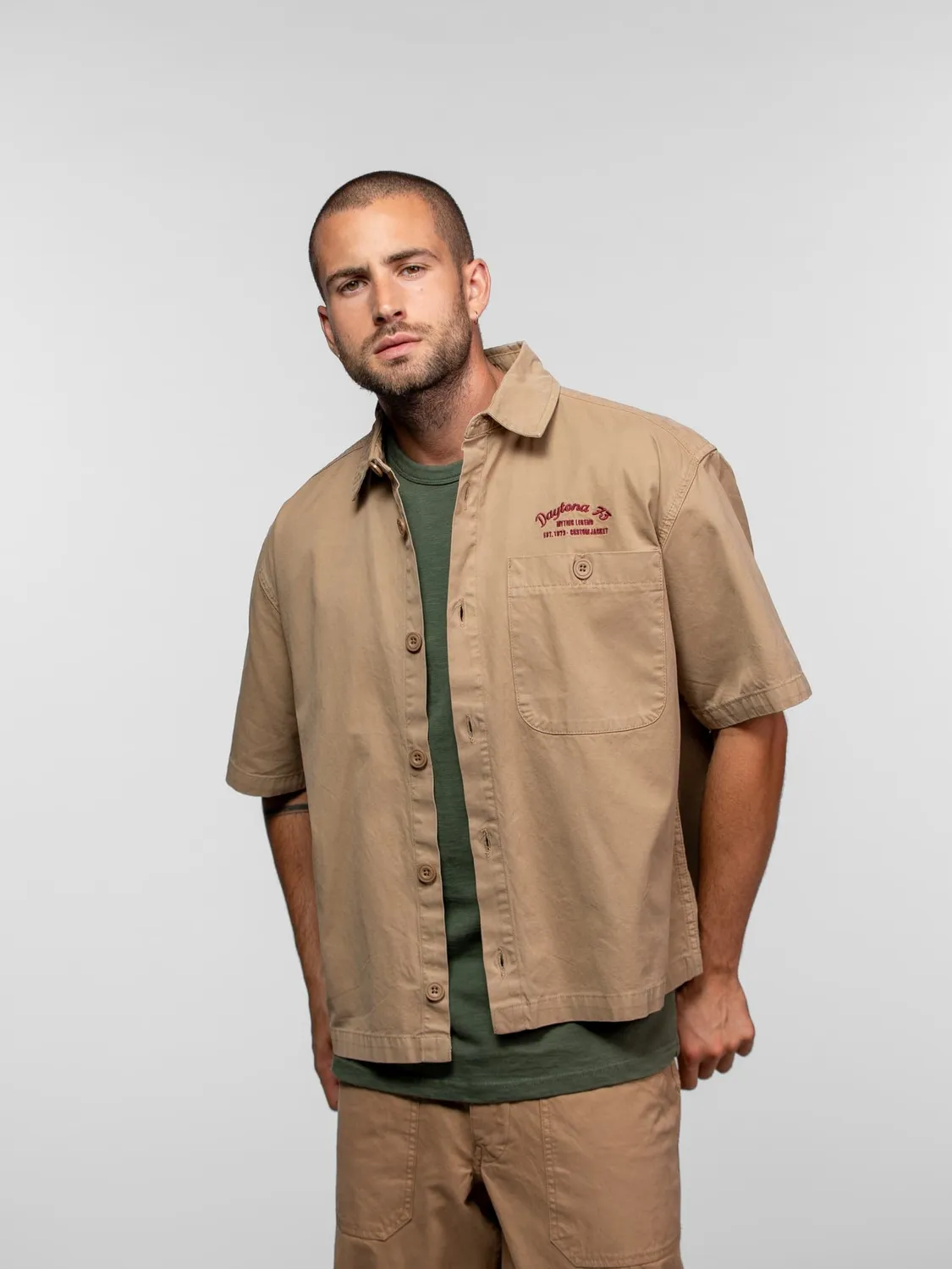 DAYTONA Tucson chemise boxy vintage manches courtes beige