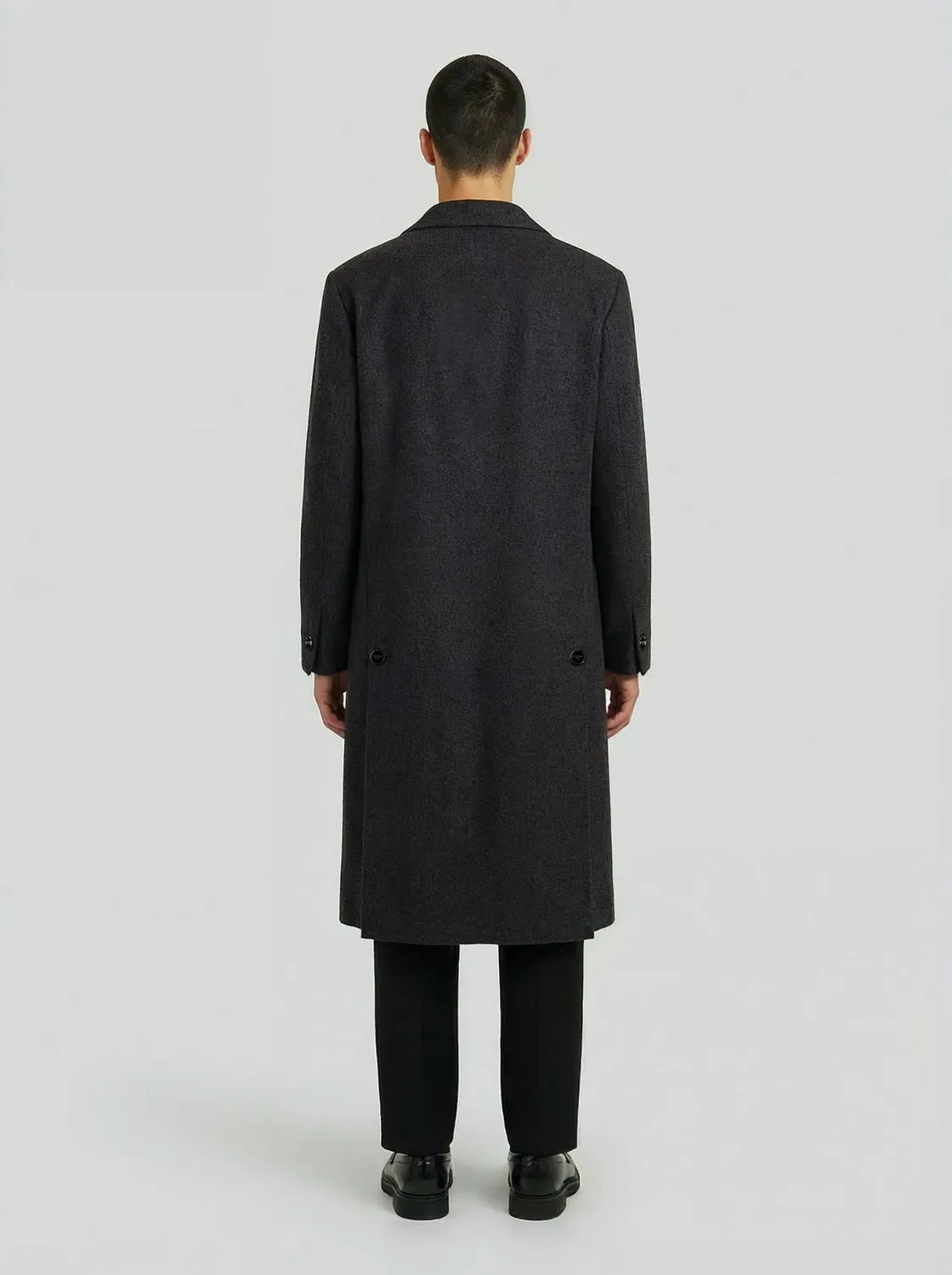 LEBRUN Manteau Long Gris Anthracite Laine Homme