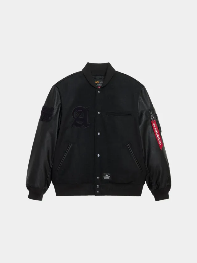 Alpha Industries Letterman blouson noir laine boutons-pression