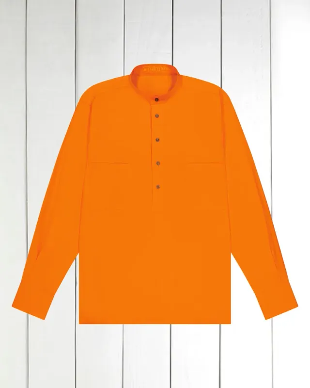 Hollington Nehru chemise popeline orange stretch