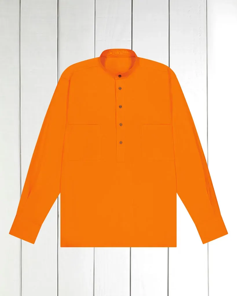 Hollington Nehru chemise popeline orange stretch
