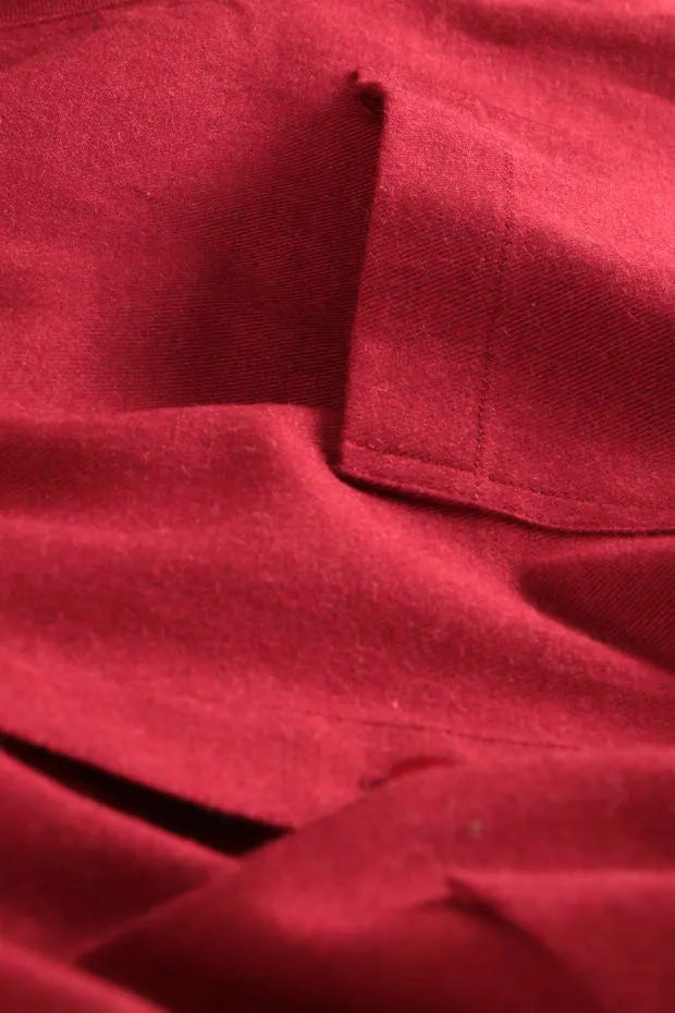Hollington chemise col mao coton rouge vermillon
