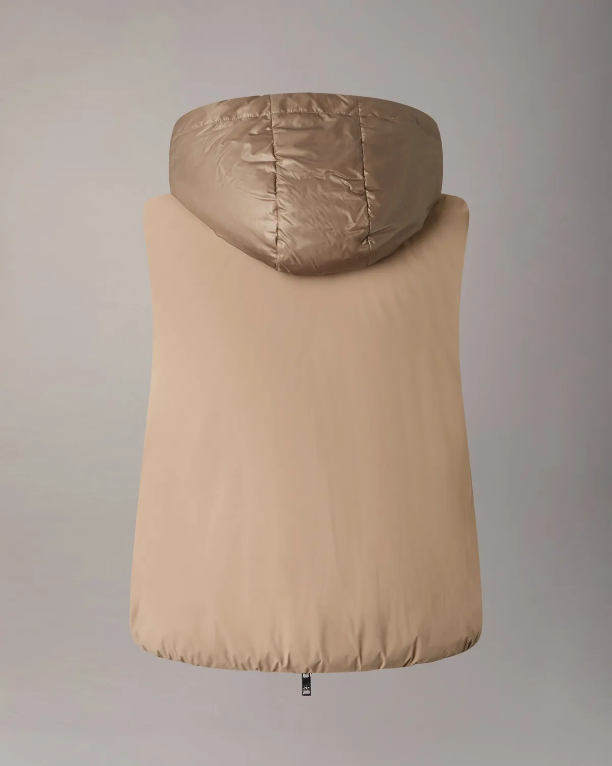 Moose Knuckles Tegan gilet duvet gris cendré capuche amovible