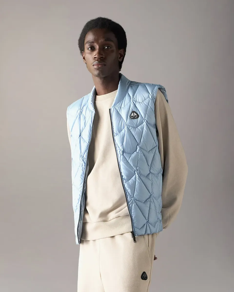 Moose Knuckles Iceberg Quilt Down Vest gilet blue ice matelassé
