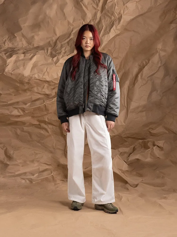 Alpha Industries MA-1 Shirring bomber femme gris matelassé