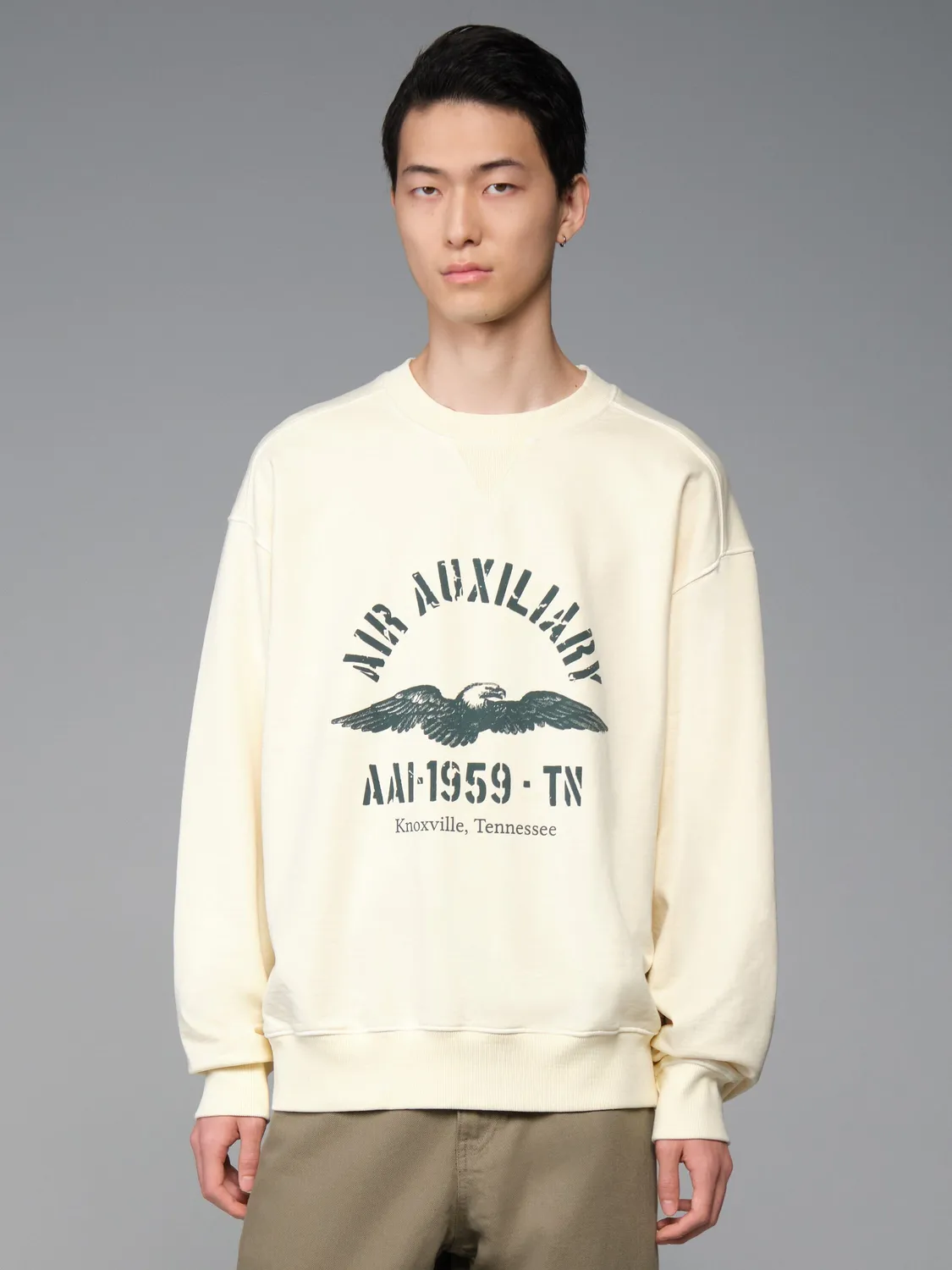 Alpha Industries Air Aux sweat col rond coton noir délavé