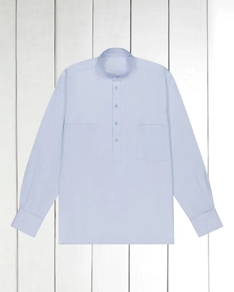 Hollington chemise col mao coton bleu azur