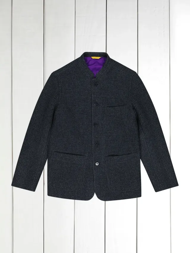 Hollington veste Tyrol laine cachemire nid abeille indigo