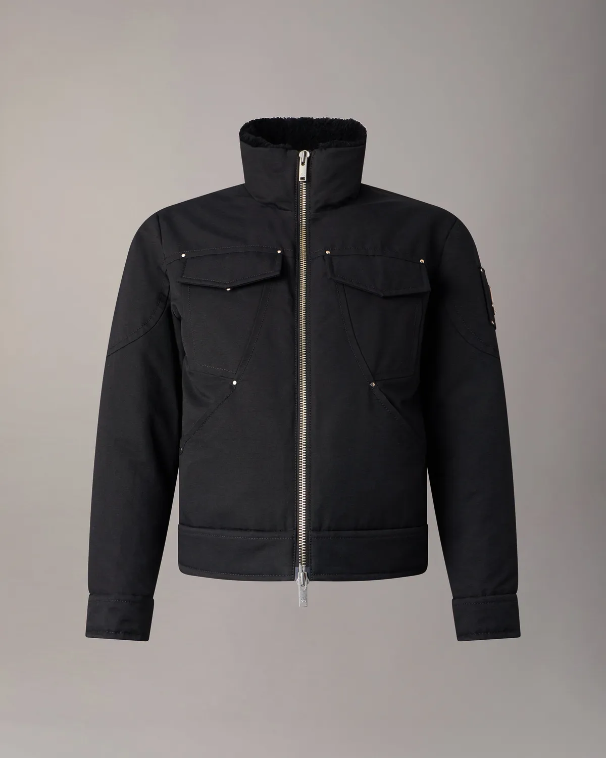 Moose Knuckles Falcon veste trucker duvet noir taille courte