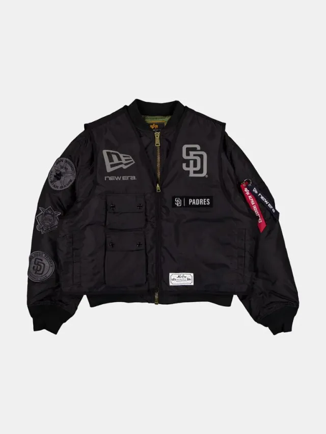 Alpha Industries MA-1 Padres bomber gilet noir 2 en 1