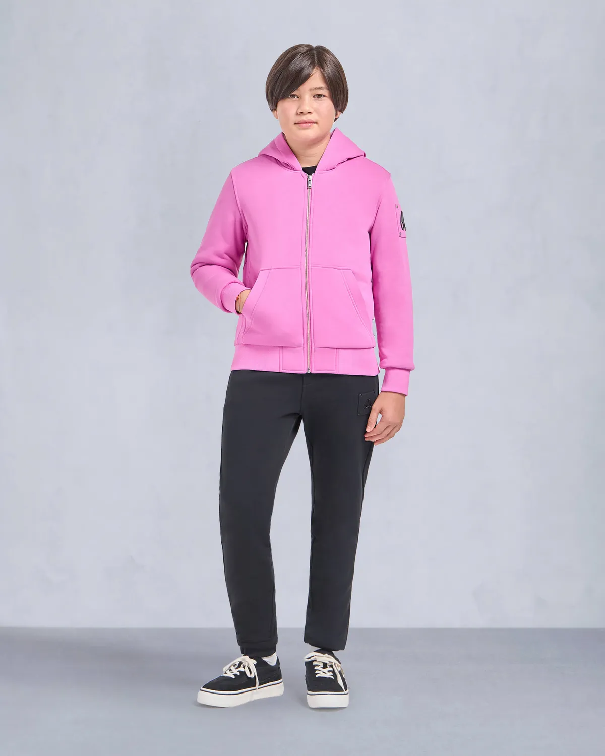 Moose Knuckles Bunny Sweat Zippé Enfant Noir Capuche Fourrure