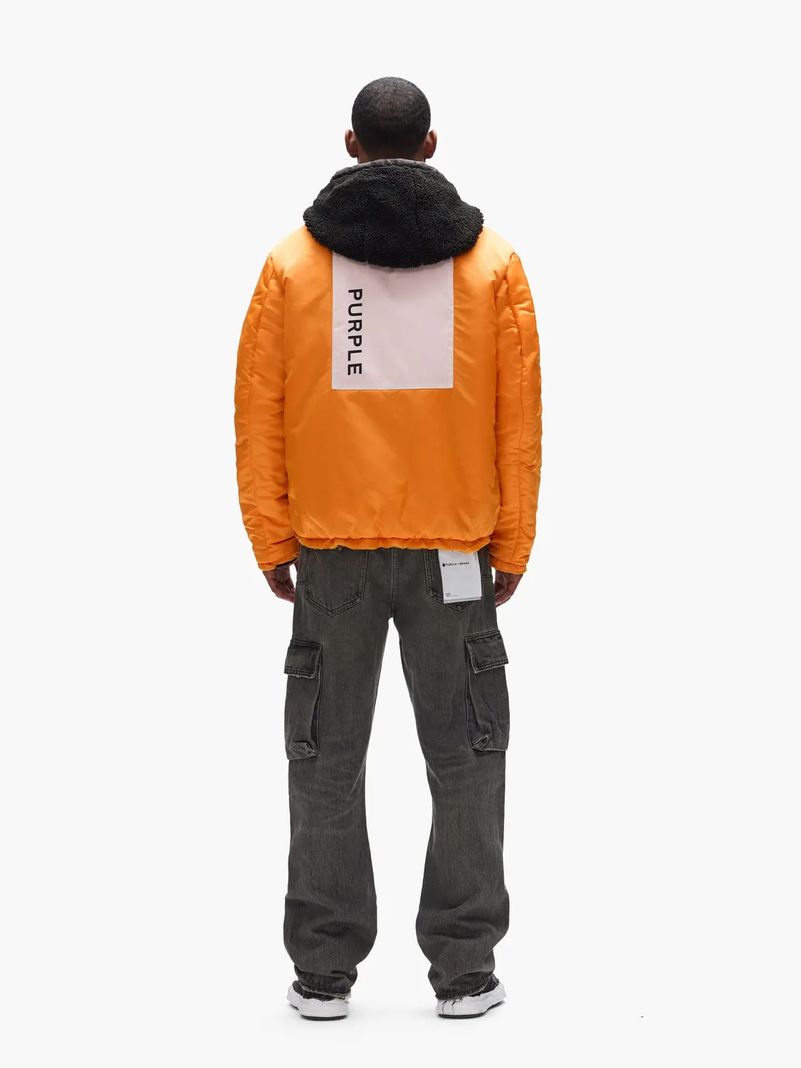 Purple x Alpha Hooded Bomber blouson noir oversize