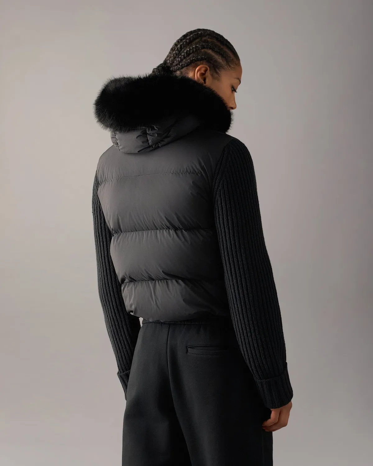 Moose Knuckles Everest Hybrid doudoune noire manches tricot