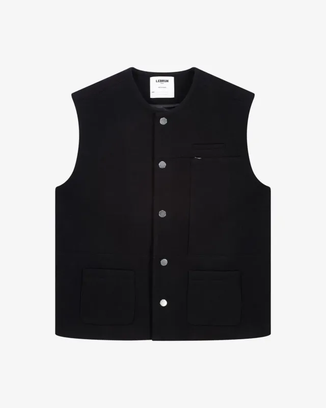 LEBRUN Gilet Laine Gilet Sans Manches Noir Homme