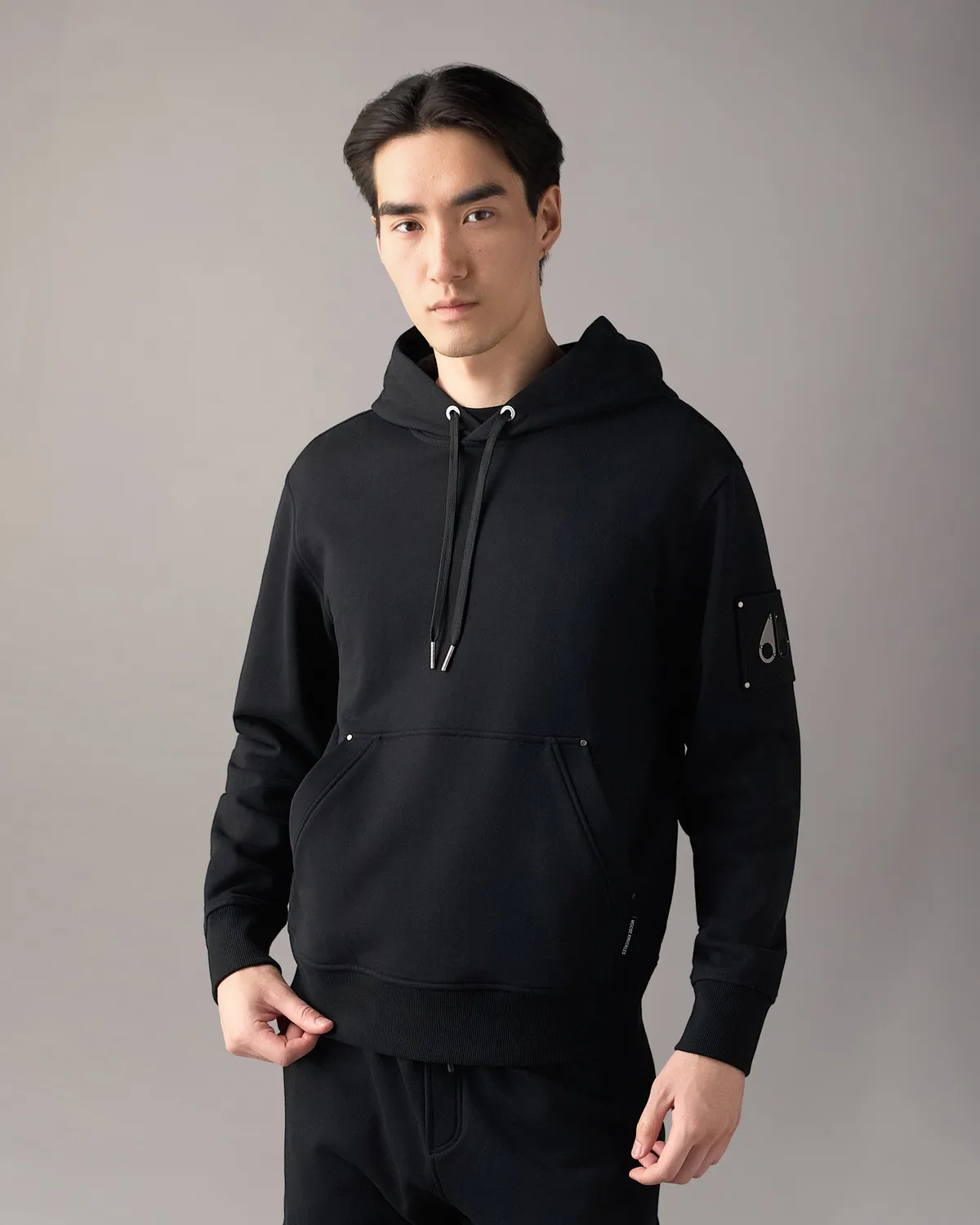 Moose Knuckles Hartsfield hoodie cement capuche douce