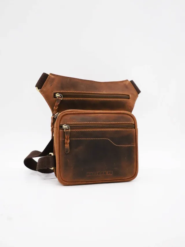 Daytona M11 sacoche jambière cuir brun moto