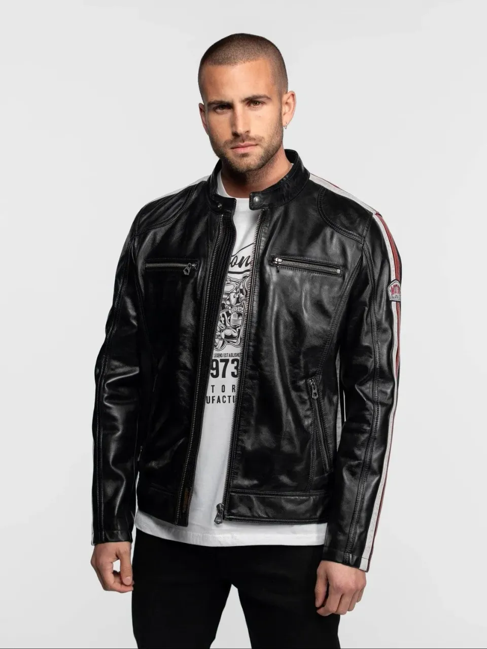 Daytona Scotty blouson motard agneau noir racing