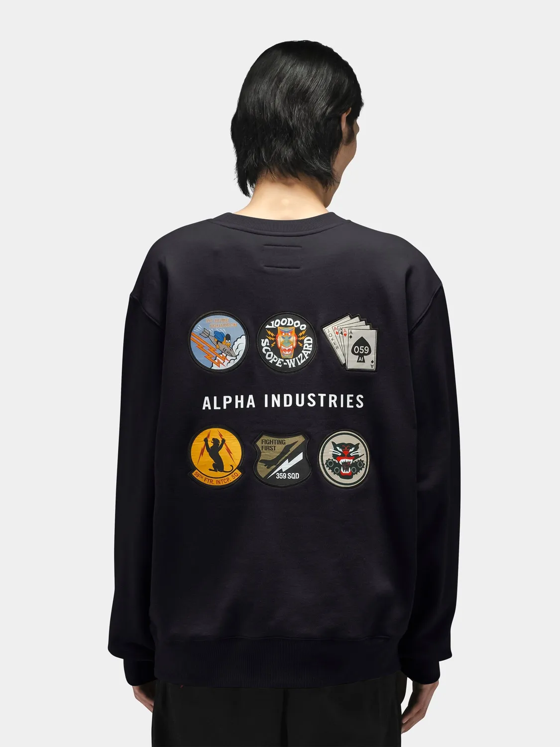 Alpha Industries Patched sweat col rond noir 320 GSM