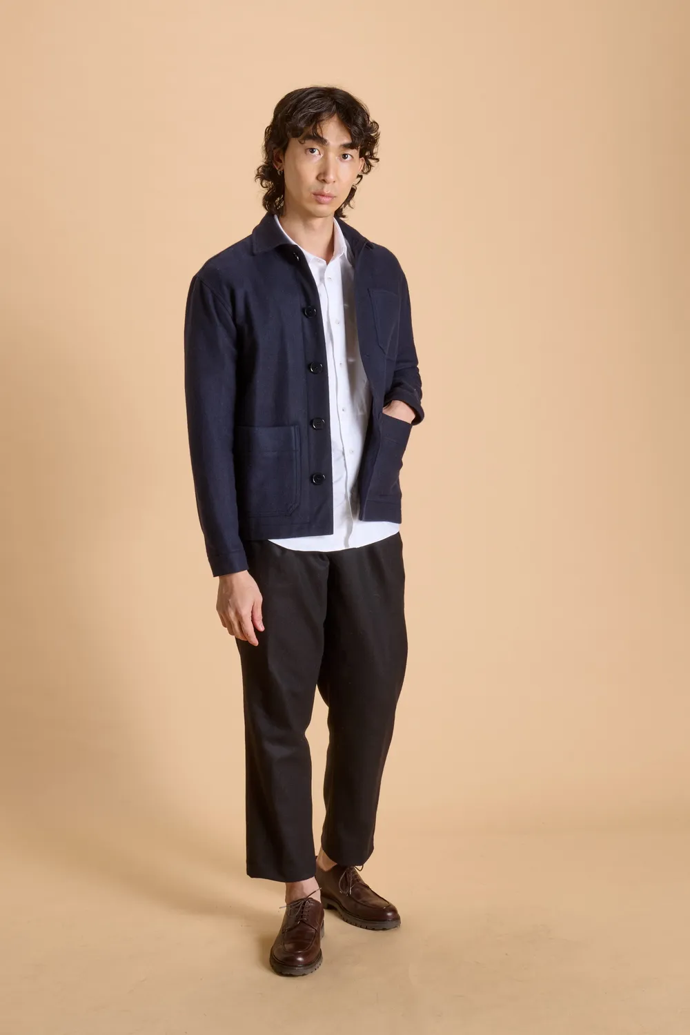 Soubacq Hermine veste de travail laine bleue