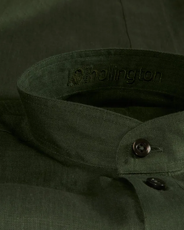 Hollington chemise col mao lin bronze-vert