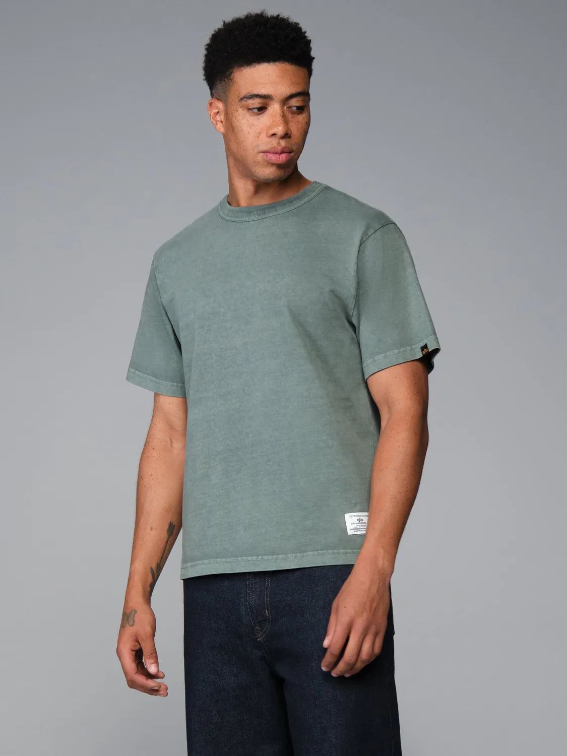 Alpha Industries Essential Battlewash t-shirt coton noir délavé