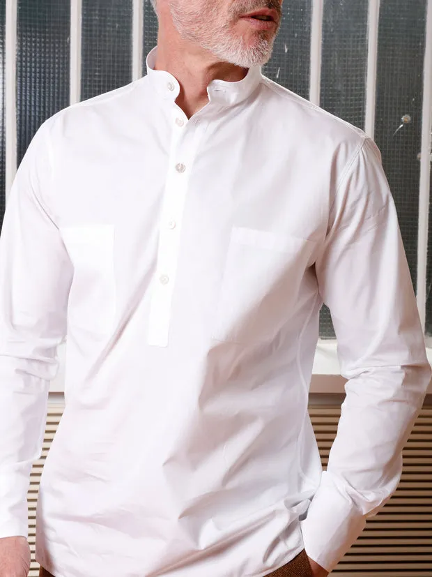 Hollington chemise popeline blanche col mao