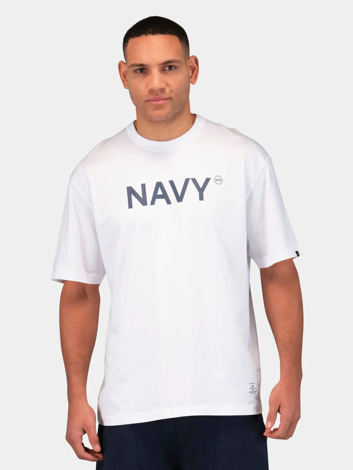 Alpha Industries Navy tee-shirt homme blanc relaxed