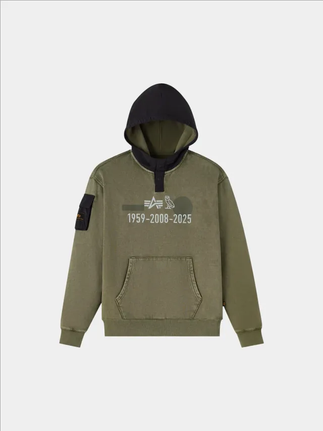 OVO x Alpha Garment Dye hoodie vert OG-107 coton