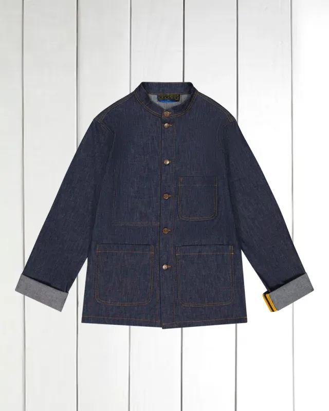 Hollington Naipaul veste indigo denim col officier non doublée