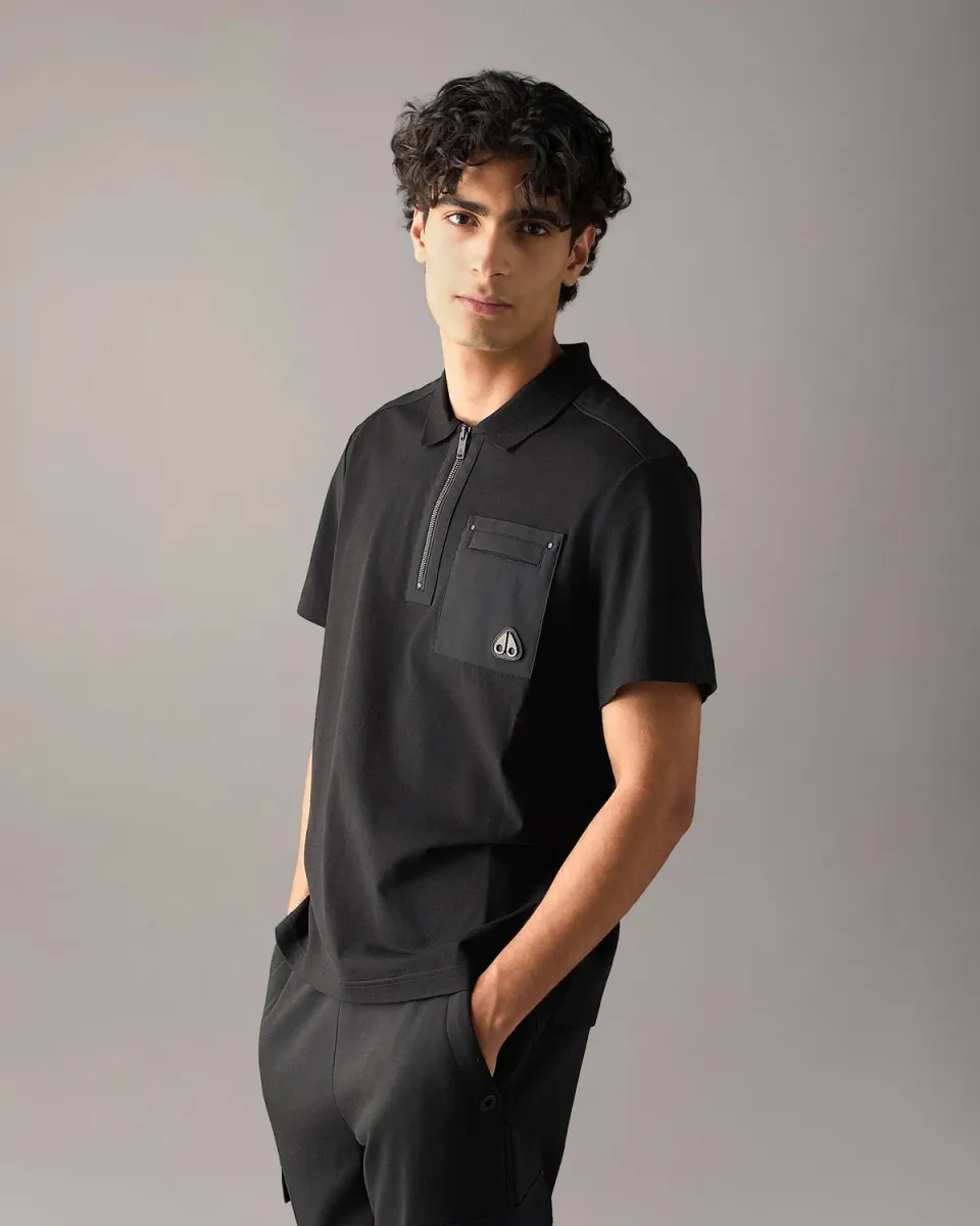 Moose Knuckles Dalon polo noir logo