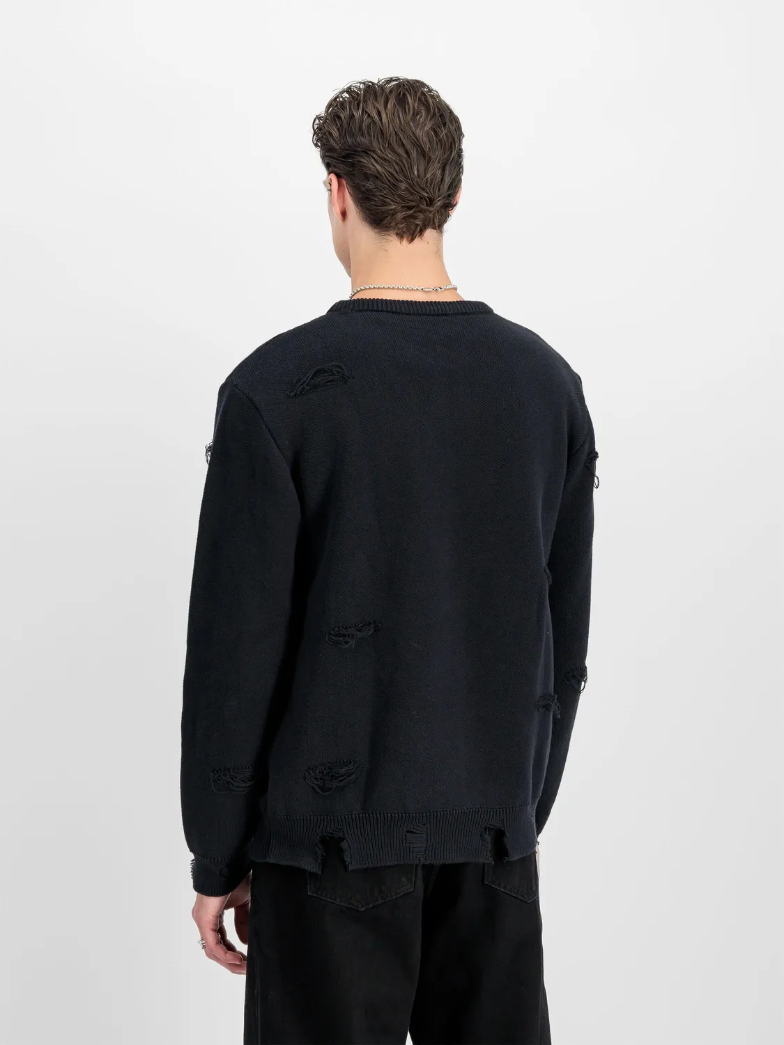 Alpha Industries Distressed Logo Pullover sweat noir coton