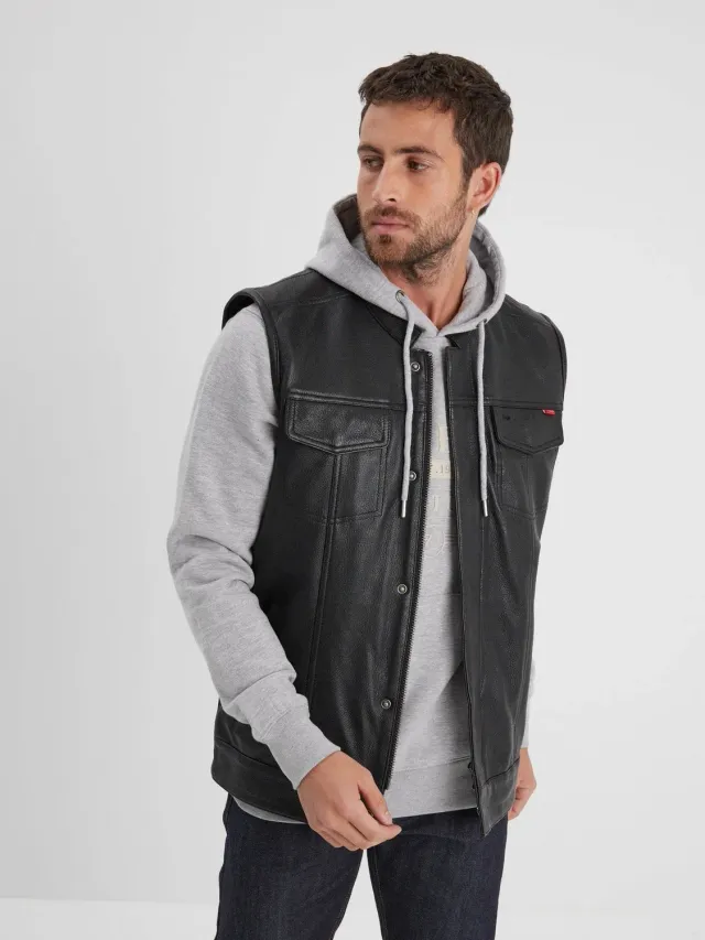 DAYTONA Hot road gilet biker cuir chèvre noir