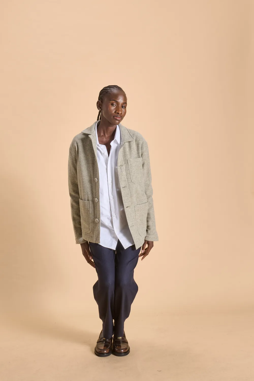 Soubacq Bleu Patagonia veste laine grise