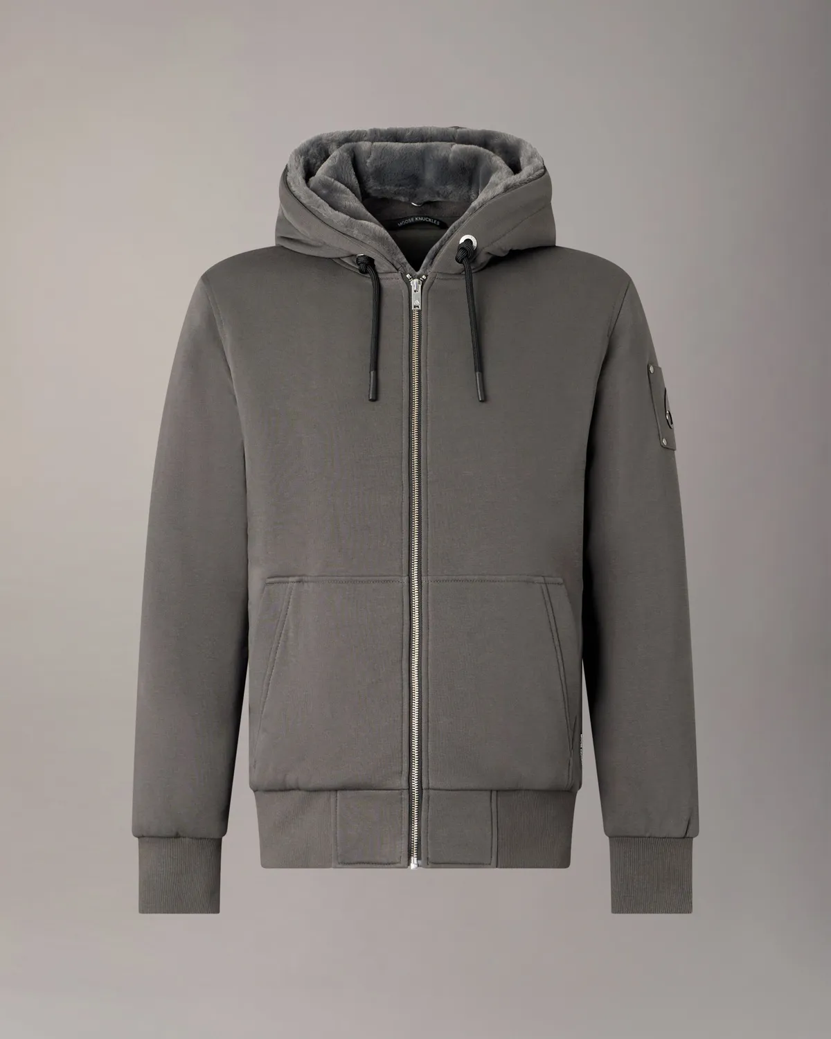 Moose Knuckles Classic Bunny Hoodie sweat Cement molleton doux