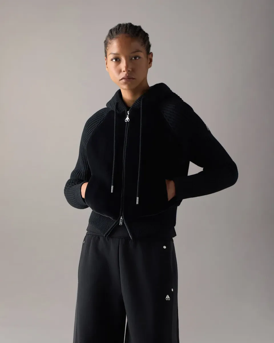 Moose Knuckles Junction Hooded pull noir fausse fourrure