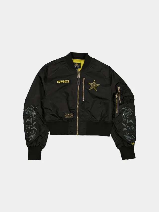 Alpha Industries L-2B Dallas Cowboys bomber femme cropped noir