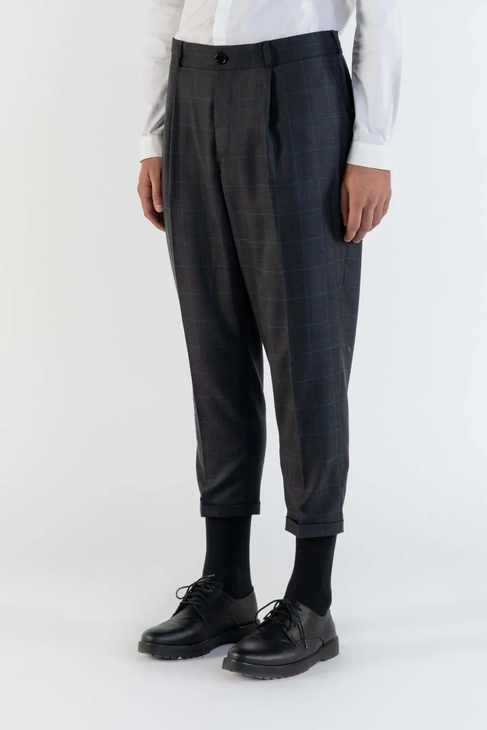 LEBRUN Plissé Super 140 Pantalon Laine Marron Glen