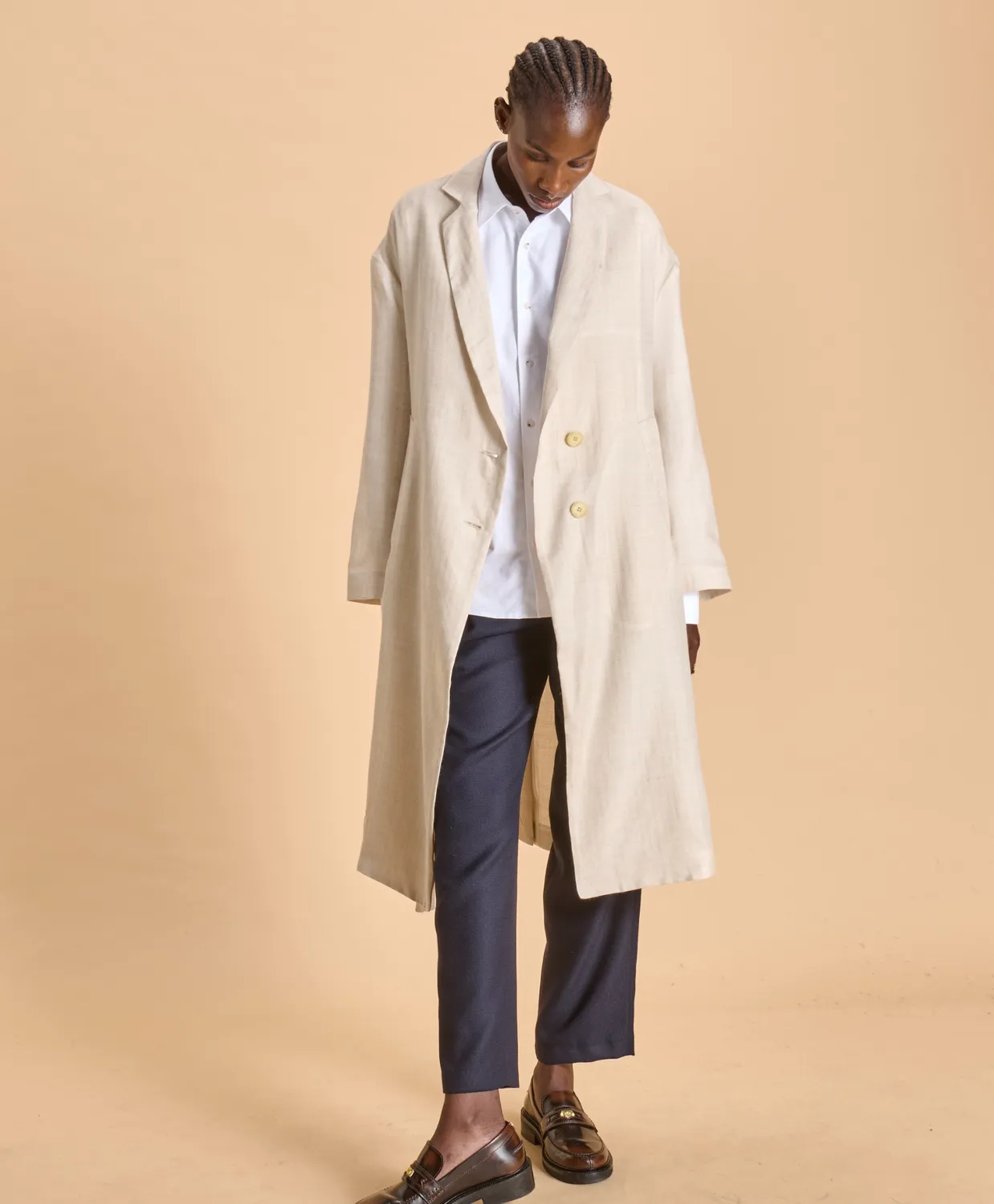 Soubacq Nacre manteau cachemire soie beige